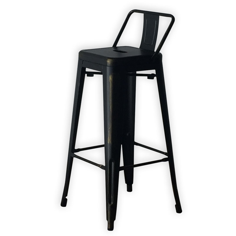 BANQUETA TOLIX NEGRA RESPALDO MEDIO
